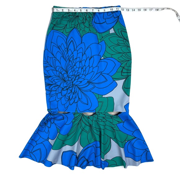 Tracy Reese Floral 2 Piece Set Womens XS Crop Top Mermaid Skirt Artsy Maximalist - Picture 14 of 16